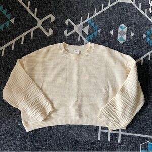 Billabong Chasing Light Sweater | Ivory | Cropped Crewneck | Ribbed Texture